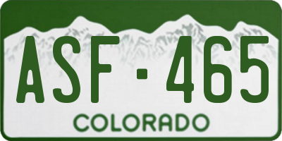 CO license plate ASF465