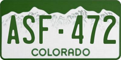 CO license plate ASF472