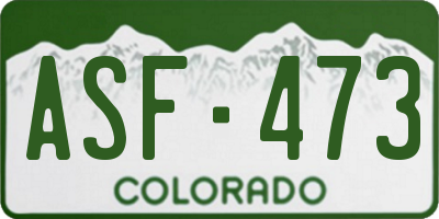CO license plate ASF473