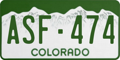 CO license plate ASF474