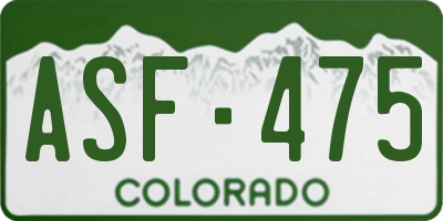 CO license plate ASF475
