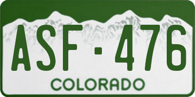 CO license plate ASF476