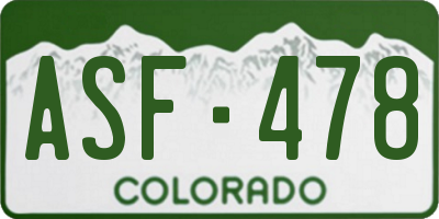 CO license plate ASF478