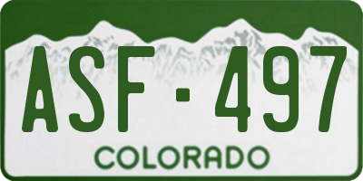 CO license plate ASF497