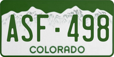 CO license plate ASF498