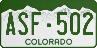 CO license plate ASF502