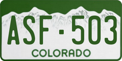CO license plate ASF503