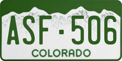 CO license plate ASF506