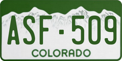 CO license plate ASF509
