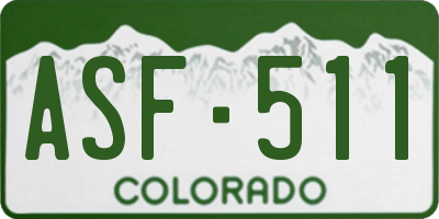 CO license plate ASF511