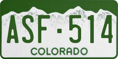 CO license plate ASF514