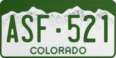 CO license plate ASF521