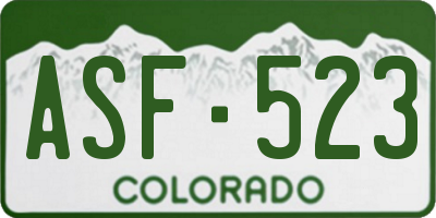 CO license plate ASF523