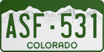 CO license plate ASF531