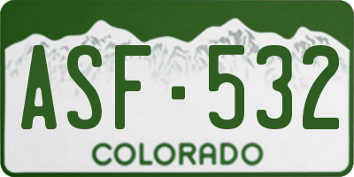 CO license plate ASF532