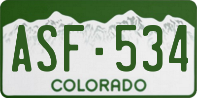 CO license plate ASF534