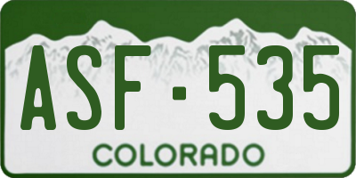 CO license plate ASF535