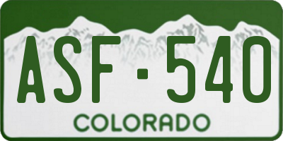 CO license plate ASF540