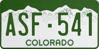 CO license plate ASF541