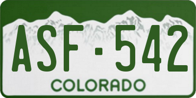 CO license plate ASF542