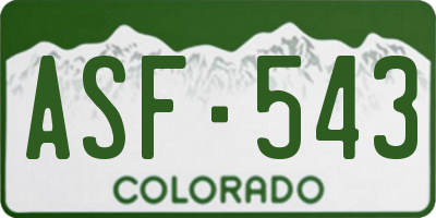CO license plate ASF543