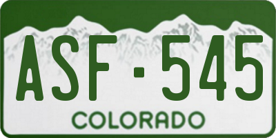 CO license plate ASF545