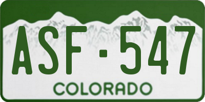 CO license plate ASF547