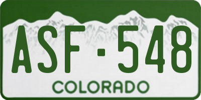 CO license plate ASF548