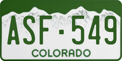 CO license plate ASF549