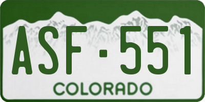 CO license plate ASF551