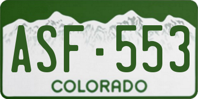 CO license plate ASF553