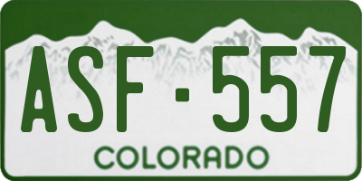 CO license plate ASF557