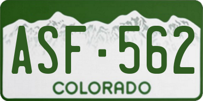 CO license plate ASF562