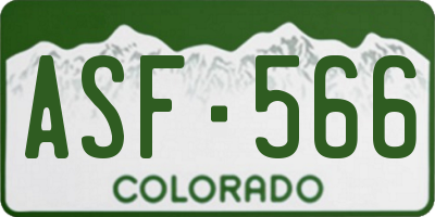 CO license plate ASF566