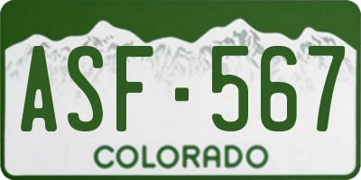 CO license plate ASF567