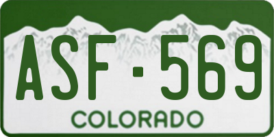 CO license plate ASF569
