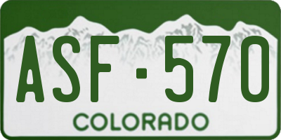 CO license plate ASF570