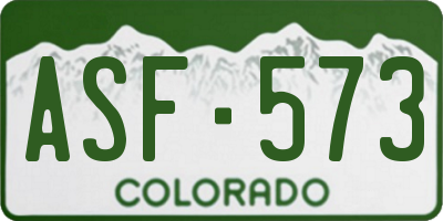 CO license plate ASF573