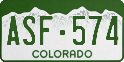 CO license plate ASF574