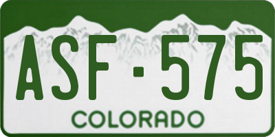 CO license plate ASF575