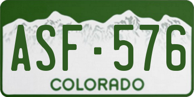 CO license plate ASF576