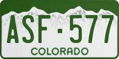 CO license plate ASF577