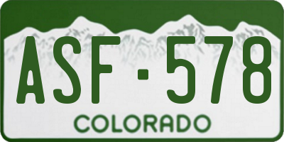 CO license plate ASF578