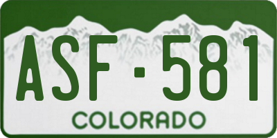 CO license plate ASF581