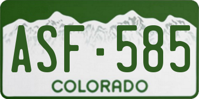 CO license plate ASF585