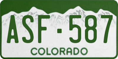 CO license plate ASF587