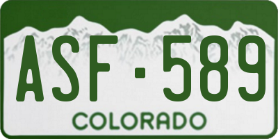 CO license plate ASF589