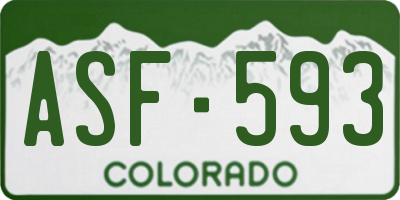CO license plate ASF593