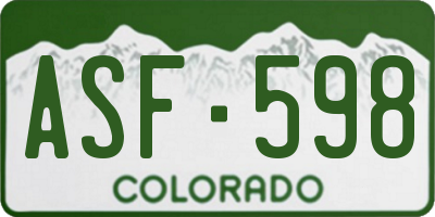 CO license plate ASF598