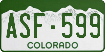 CO license plate ASF599